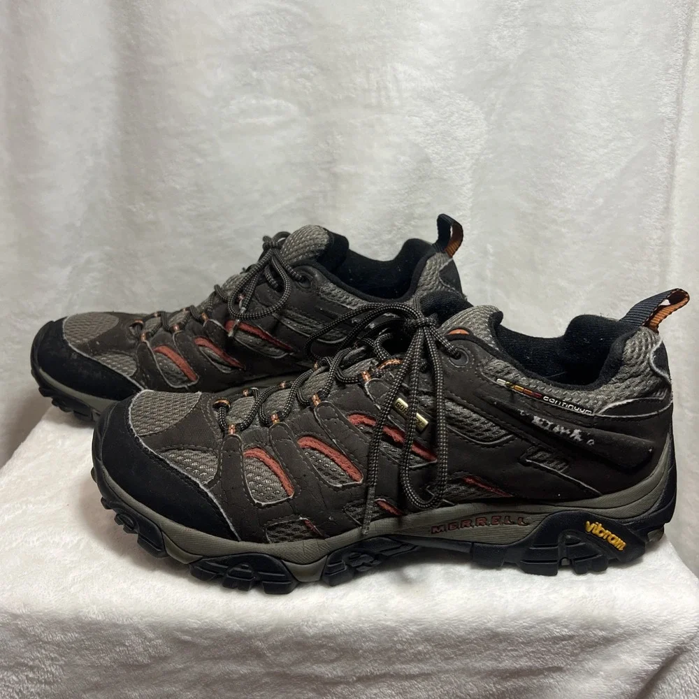 Merrell Moab Gore-Tex XCR Vibram Trail Hiking Shoes Men's 9.5 Gray Brown